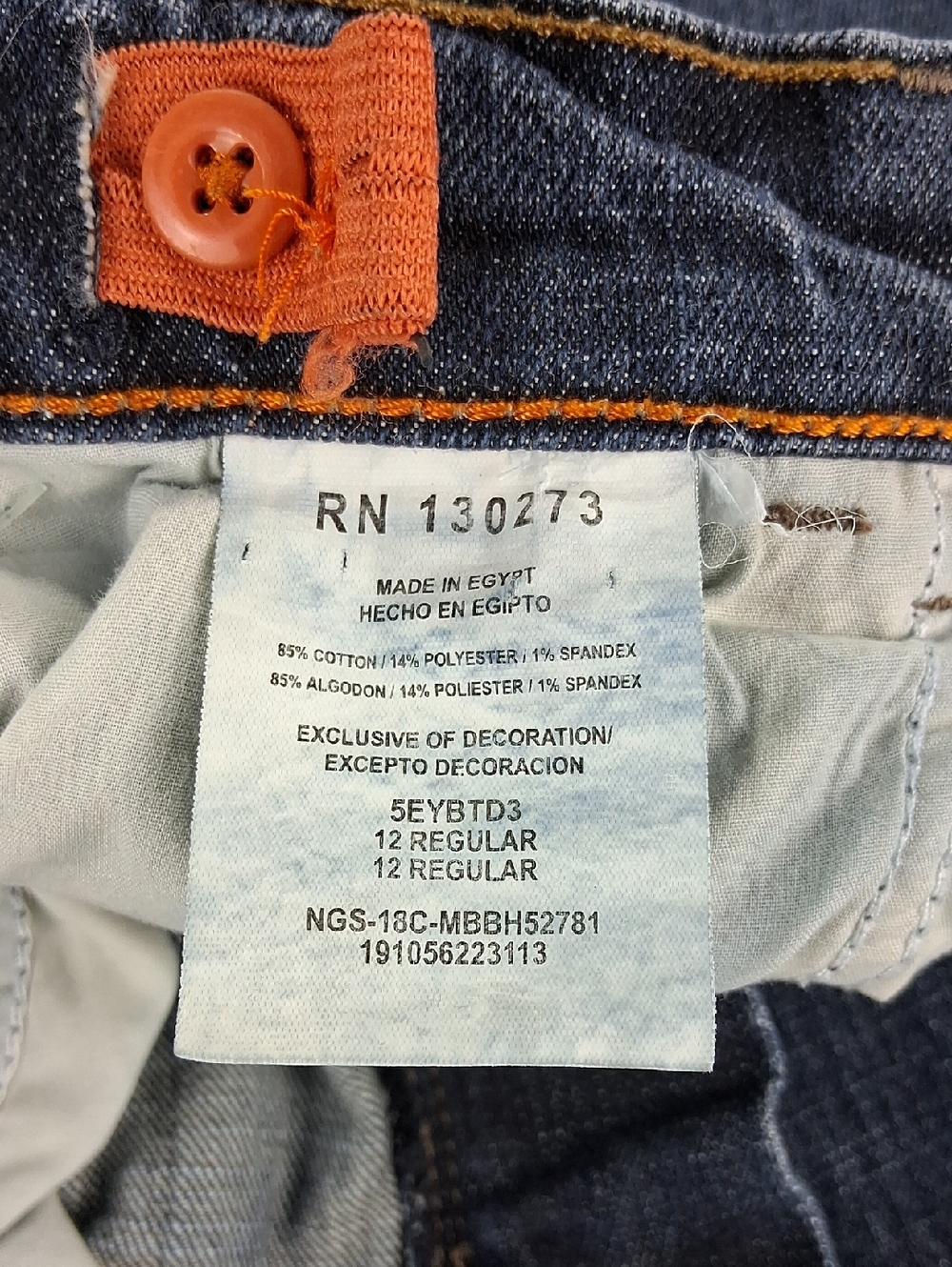 Boys Wrangler Jeans Size 12 Regular Dark Blue Straight-Leg Adjustable Waist - Picture 2 of 7